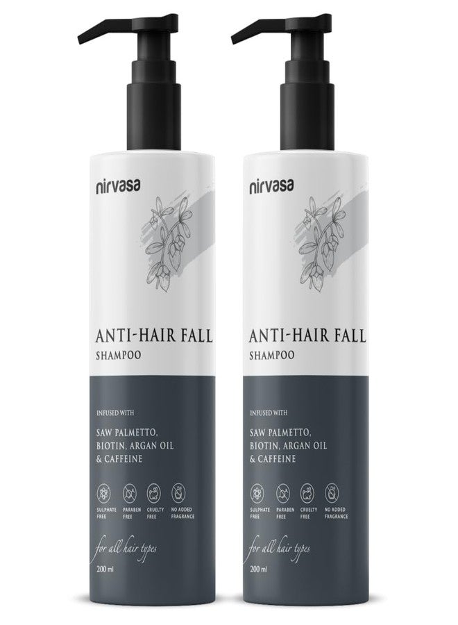 Nirvasa Anti-Hair Fall Shampoo (2x200ml) | Sulfate-Free with Saw Palmetto & Biotin | Blocks DHT, Reduces Hair Fall & Breakage | Strengthens, Promotes Healthy & Strong Hair for Men & Women – Pack of 2 - Image 1
