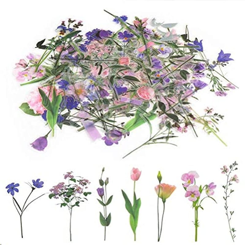 80 Pcs Flower Stickers SelfAdhesive Floral Style Paper Stickers for Scrapbook Letters Wall Notebook Card Window Making DIY Style 1