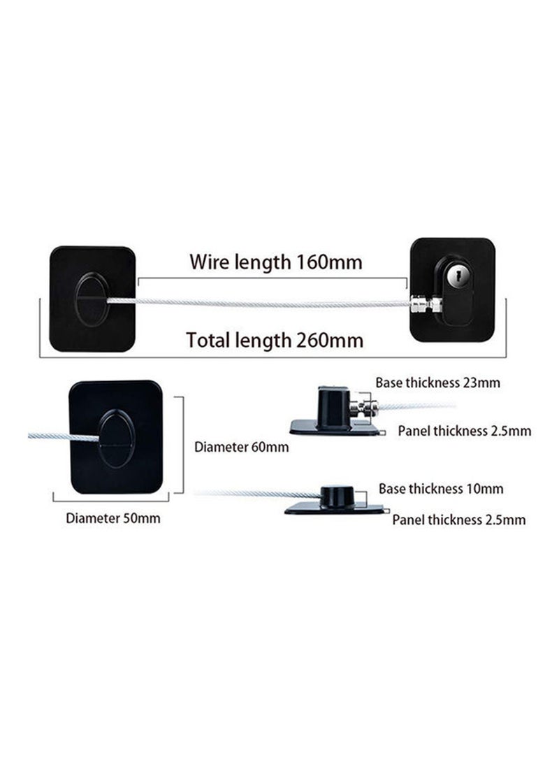 Pack Of 2 Child Safety Cable Fridge Window Lock With Key Set - Image 2