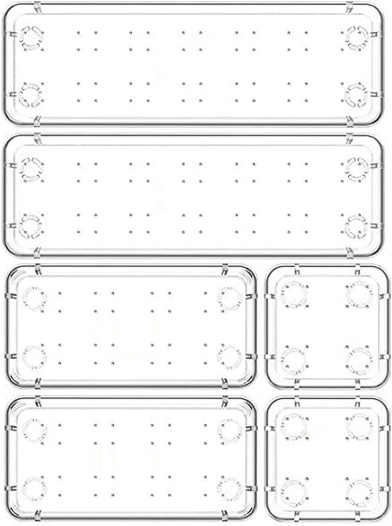HOLLIO Desk Drawer Organizer Divider Tray, Stationary organizers for drawers, Cupboard organizer for stationery, Makeup organizer drawer,Bathroom Cosmetic Organizers (6 PCS) - Image 1