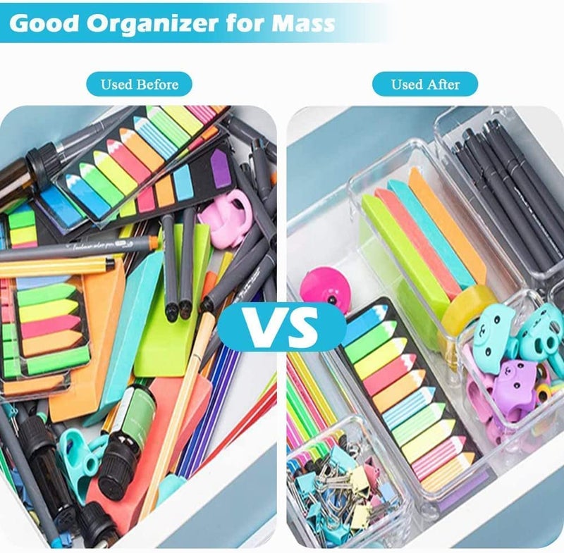 HOLLIO Desk Drawer Organizer Divider Tray, Stationary organizers for drawers, Cupboard organizer for stationery, Makeup organizer drawer,Bathroom Cosmetic Organizers (6 PCS) - Image 4