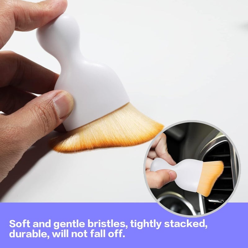 AOCISKA Car Interior Detailing Brush,Soft Bristle Cleaning Brush Car Detailing Brush Dusting Brush,Car Interior Cleaning Tool,Auto Detail Brush Car Dash Duster Brush (White with Cap) - Image 2