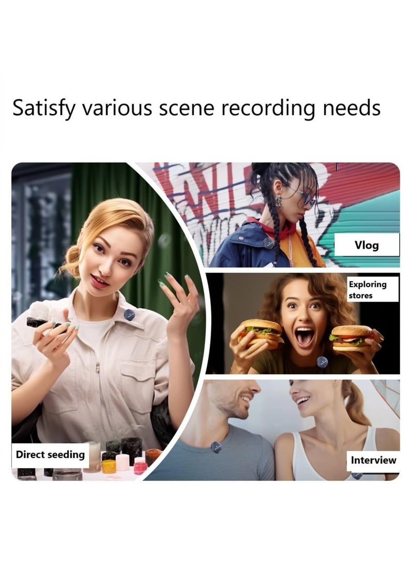 Wireless Lavalier Mic Set - 20Hr Long Battery, Lavalier Microphone for Interview, Video, Podcast Vlog, 2.4 GHz Dual Noise Reduction Microphone for iOS Andriod