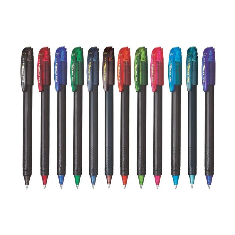 Pentel EnerGel 0.7mm Roller Gel Pen | Quick Dry Ink For Smudge-Free Writing | Lightweight Gel Pen For Smooth Writing Experience | Multicolor, Pack of 12 Pens (BL417) - Image 5