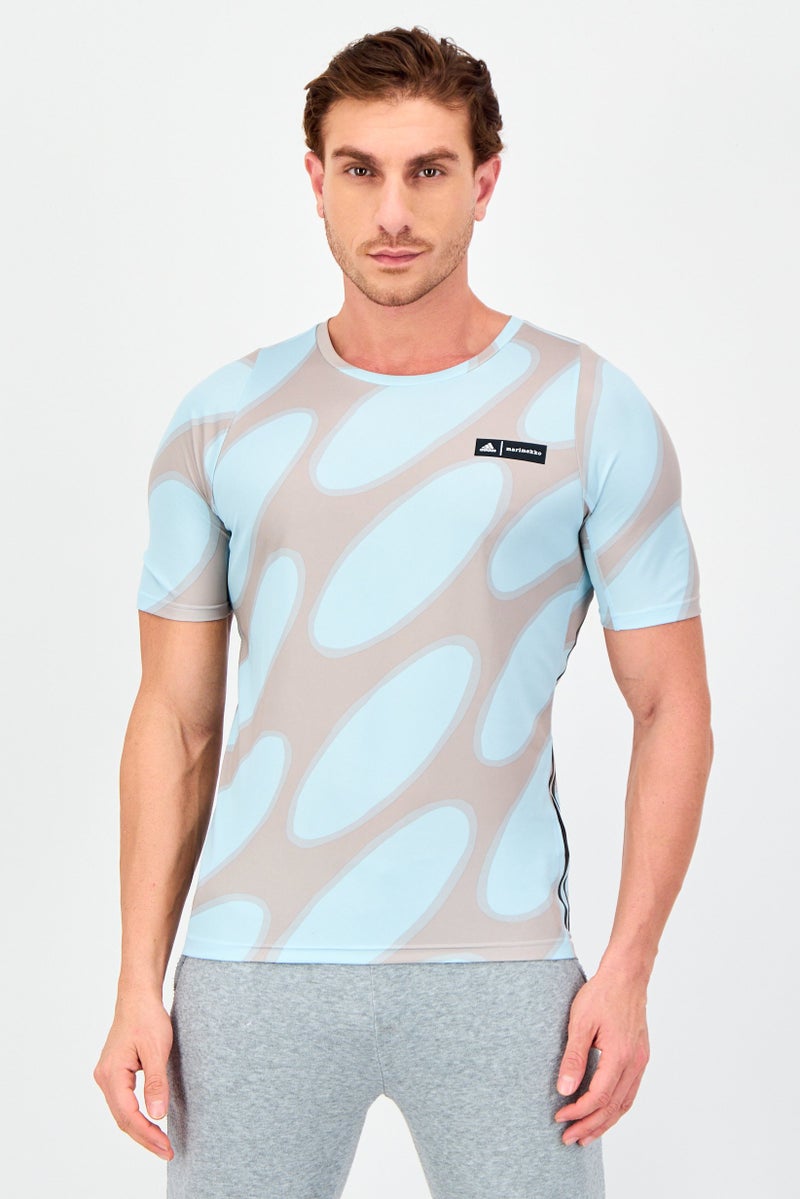 Adidas x Marimekko Men Sportswear Fit Run Icons 3-Stripes T-Shirt, Multicolor - Image 1