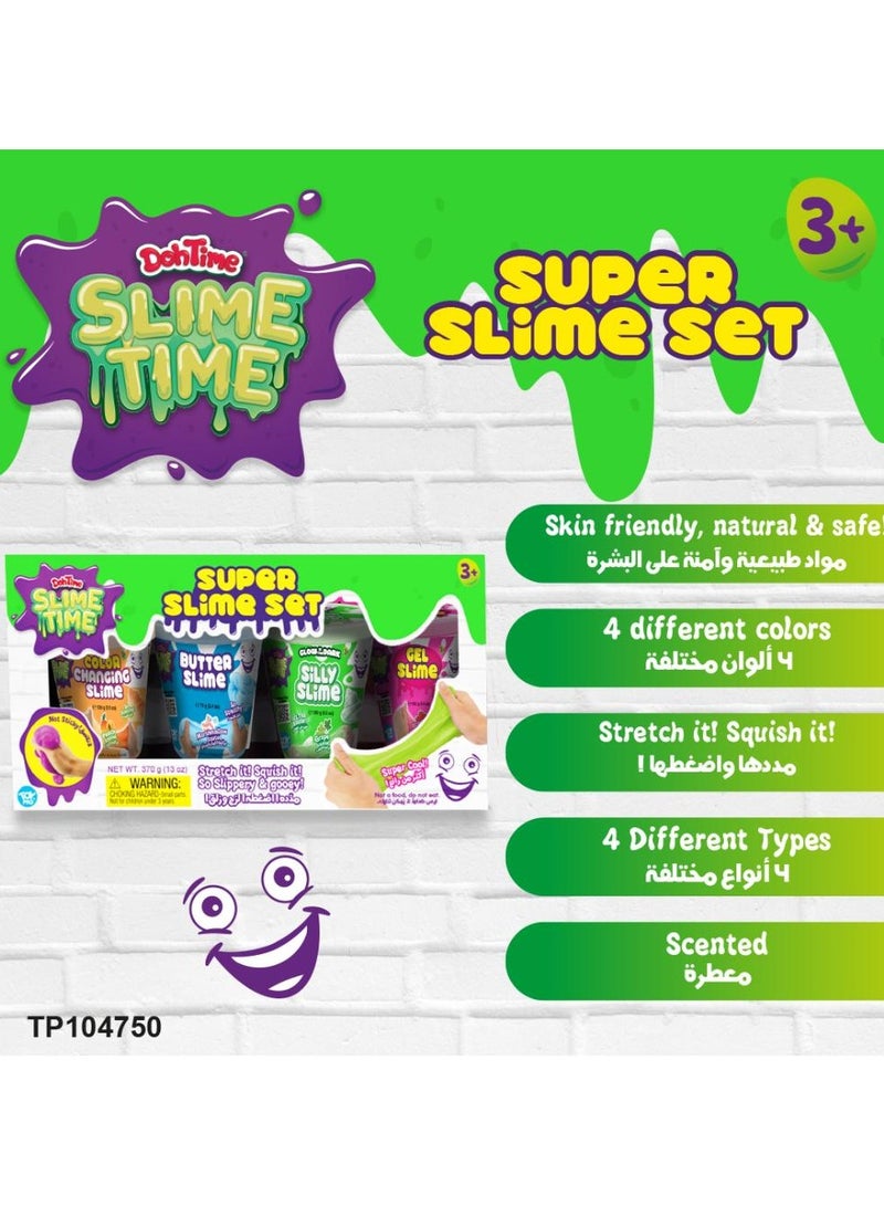 DohTime SlimeTime Super Slime Set Version 2, 4 cans - 370grams each, Assorted 1 Pack (Color May Vary) | Creative Fun Ideas | Develops Sensory Skills | Entertaining Toy | Stress Relief Toys for Kids - Image 2