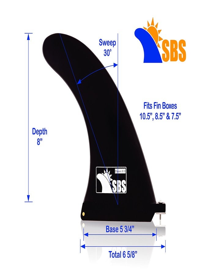 Santa Barbara Surfing SBS 8" Longboard & SUP Single Fin - Free No Tool Screw - 8 Inch Center Fin for Surfboard & Paddleboard - Image 2