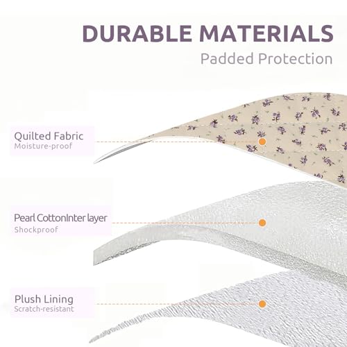BBIQI Puffy Laptop Sleeve 13-15.6 Inch Cute Quilted Laptop Protective Case Padded Floral Computer Sleeve for MacBook (A-Purple, 15 Inch) - Image 3