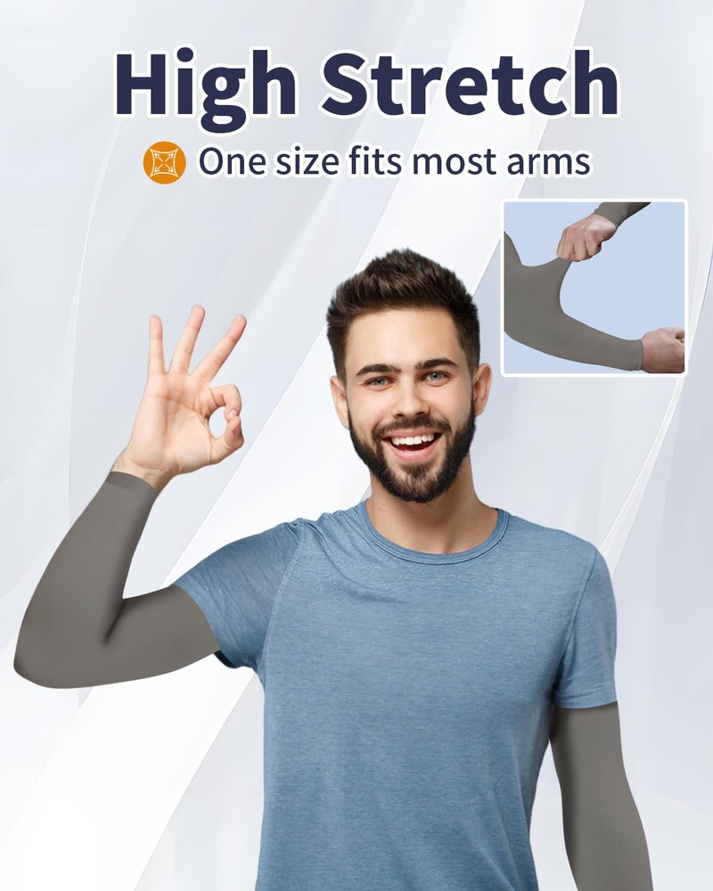 Feeke Arm Sleeves for Men and Women, UV Protection Cooling Arm Sleeves, 4-Pairs Anti-Slip Compression Sun Sleeves - Image 3
