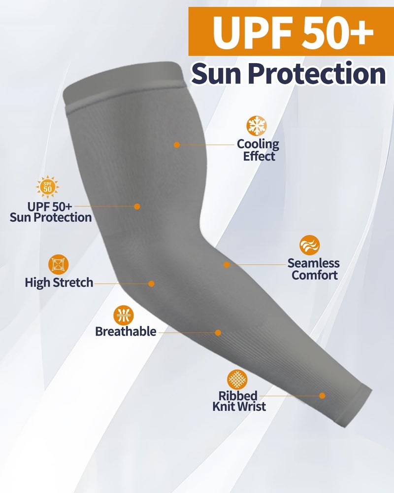 Feeke Arm Sleeves for Men and Women, UV Protection Cooling Arm Sleeves, 4-Pairs Anti-Slip Compression Sun Sleeves - Image 2