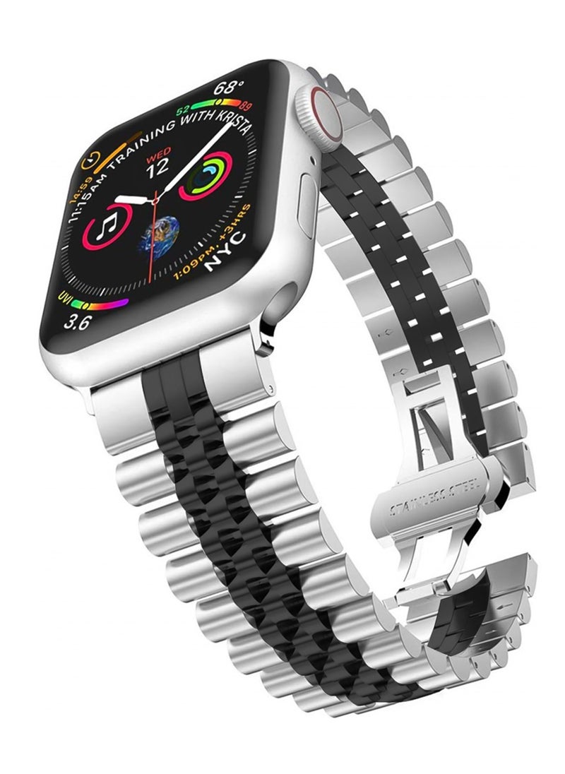 Stainless Steel Apple Watch Band Strap  42 44 45 49MM Sliver in Black  - Image 1
