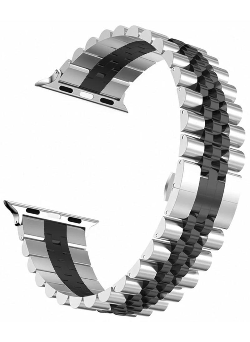 Stainless Steel Apple Watch Band Strap  42 44 45 49MM Sliver in Black  - Image 3