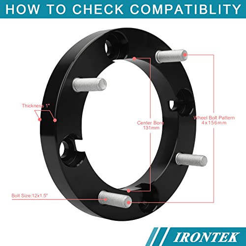 IRONTEK 4x156mm ATV Wheel Spacers 1"(25mm) Thickness with 12x1.5 Studs 131mm Hub Bore Fit for Polaris Sportsman 400 500 600 700 800 ATV UTV RZR - Image 3