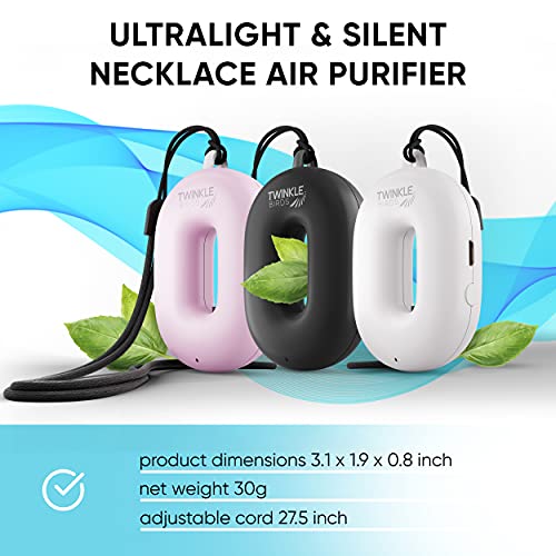 TWINKLE BIRDS Wearable Air Purifier Necklace - Portable Personal Ionizer - Rechargeable Travel-Size Air Cleaner - Removes Dust Allergen Odor Viruses Bacteria - Use in Office Airplane Train Bus - For Kids and Family - Image 3