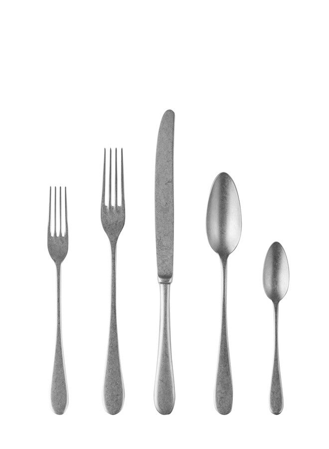 Mepra Vintage Stainless Steel Cutlery Set for 1, 5 Pieces, Spoons, Forks and Knives, Pewter - Image 1