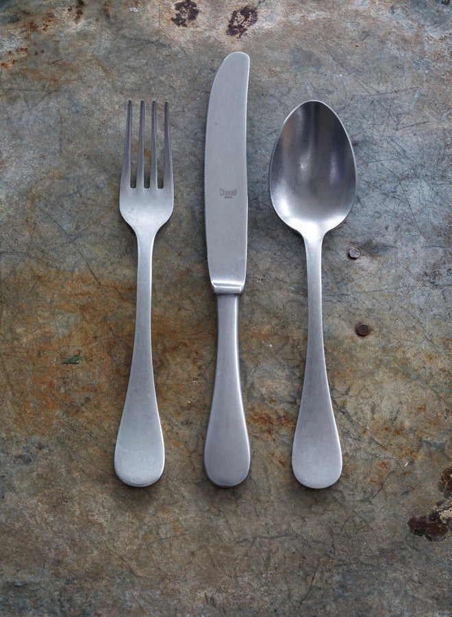 Mepra Vintage Stainless Steel Cutlery Set for 1, 5 Pieces, Spoons, Forks and Knives, Pewter - Image 5