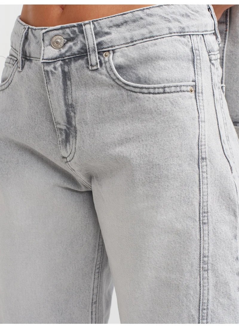 Dilvin 71510 Side Stitched Denim Bermuda-Grey