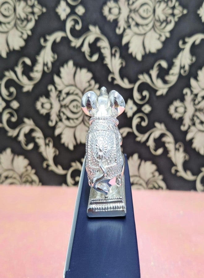 ARNAVIRA® 999 Silver Plated 2 Qty Mushak Idol for Ganpati Pooja Ganeshji Mooshak Mouse Mushakraj (Silver Orange 2 Pcs) - Image 5