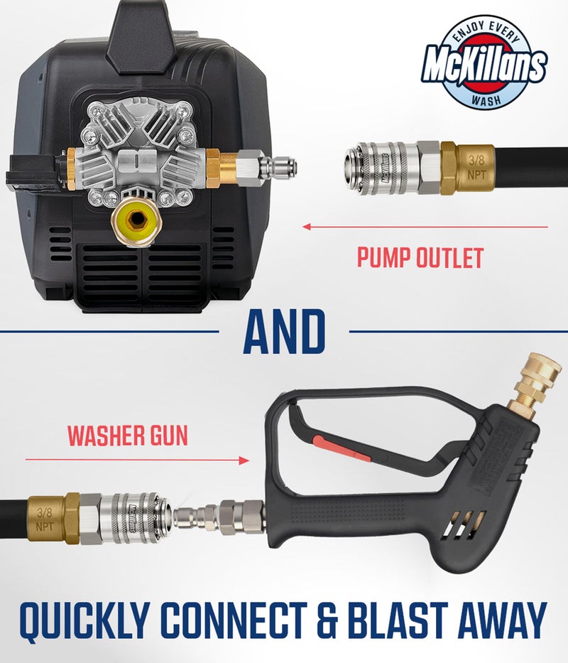 McKillans® Automatic 3/8" NPT Female Quick Connect Fittings - Stainless Steel - 3/8" Pressure Washer Quick Connect Kit - Power Washer NPT 3/8" Quick Connect Fittings - PUSH-TO-CONNECT - Image 4