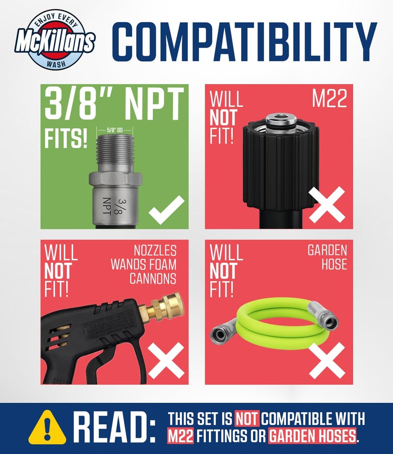 McKillans® Automatic 3/8" NPT Female Quick Connect Fittings - Stainless Steel - 3/8" Pressure Washer Quick Connect Kit - Power Washer NPT 3/8" Quick Connect Fittings - PUSH-TO-CONNECT - Image 2