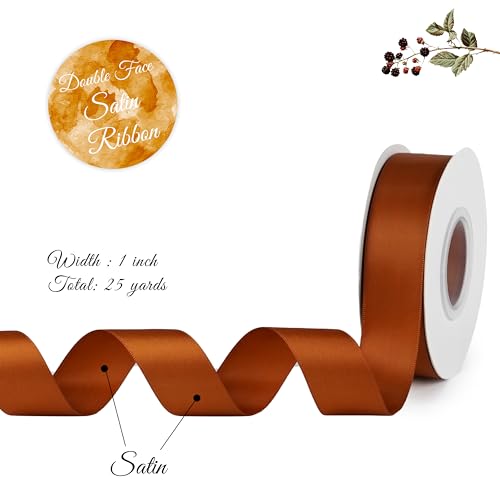 DINDOSAL Copper Gift Ribbon 1 Inch for Crafts Copper Satin Ribbon for Christmas Tree Gift Wrapping Holiday Wedding Flower Bouquet - Image 5