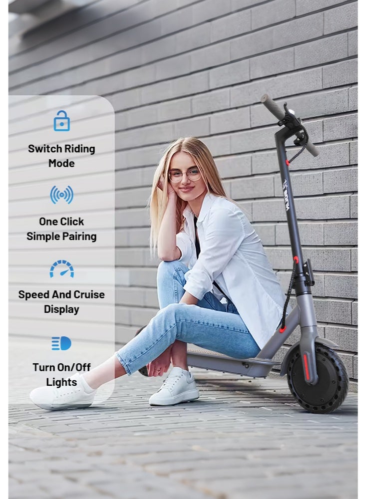 bolin Premium Adult Electric Scooter, 450W Brushless Motor, 8.5-inch Explosion-Proof Tires, 25 km Range, 150 kg Load Capacity, 20-45 km/h Speed, E Scooter for Adults and Teen,Aluminum Alloy Frame,Grey - Image 2