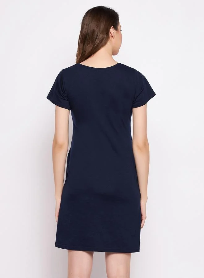 Clovia Clovia Slogan Print Round Neck Nightshirt