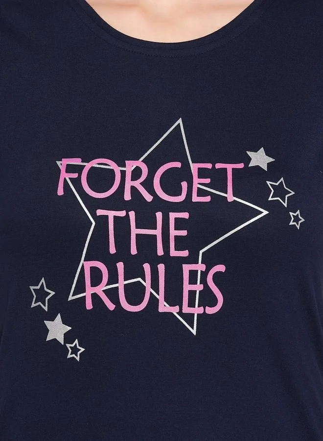 Clovia Clovia Slogan Print Round Neck Nightshirt