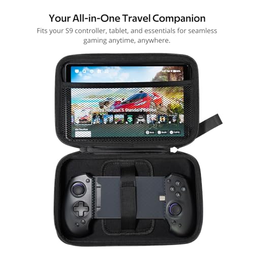 abxylute Portable Nylon Carrying Bag S9 Gaming Phone Controller with Mesh Pocket Dual Zippers Securing Band and Wrist Strap Black - Image 3