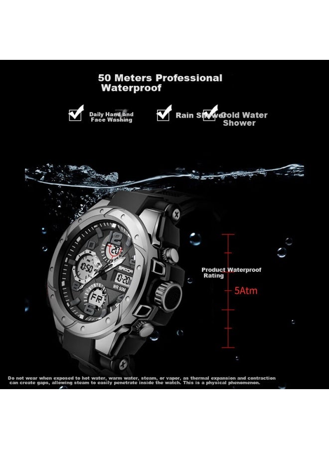 Sanda Men's Sports Waterproof Electronic Watch Multifunctional Military Student Wrisch For Junior And Senior High School Youth - Image 3