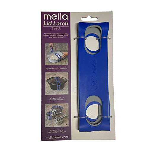 mella Lid Latch the reusable universal lid securing strap for crockpots, casserole dishes, pots, pans and more. Make it easy to transport your favorite dishes with one simple strap. - Image 2