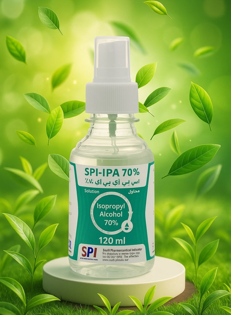 SPI Pure Isopropyl Alcohol 70% Disinfectant and Sanitizer Solution for First Aid Maximum Hand Protection for Daily Protection Types 120ml - Image 1