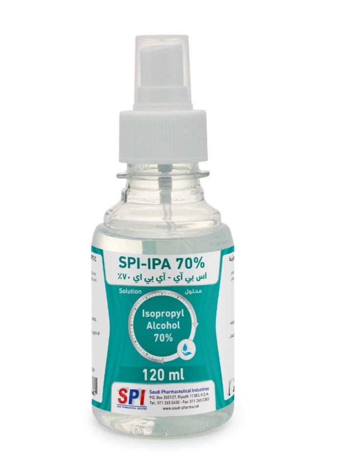 SPI Pure Isopropyl Alcohol 70% Disinfectant and Sanitizer Solution for First Aid Maximum Hand Protection for Daily Protection Types 120ml - Image 2