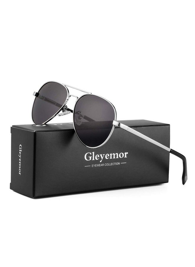 Gleyemor - Small Aviator Sunglasses For Women And Men 52Mm Small Frame Polarized Aviators For Small Face (Silver Grey) - Image 1