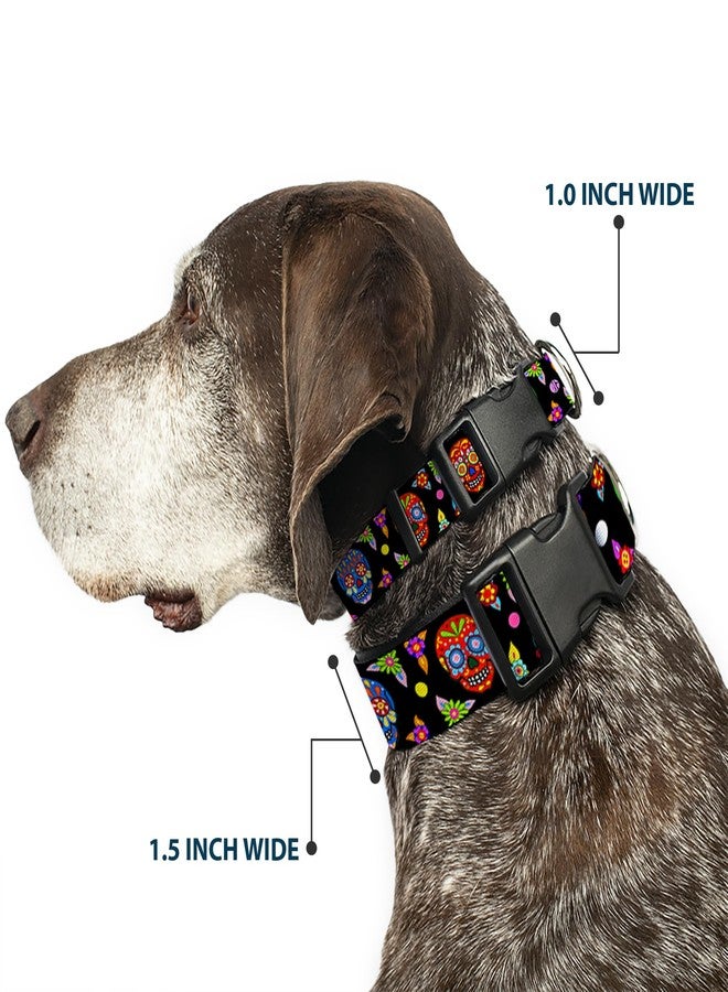 Buckle Down Buckle-Down Plastic Clip Collar - Colorful Calaveras Black/Multi Color - 1/2" Wide - Fits 8-12" Neck - Medium - Image 2