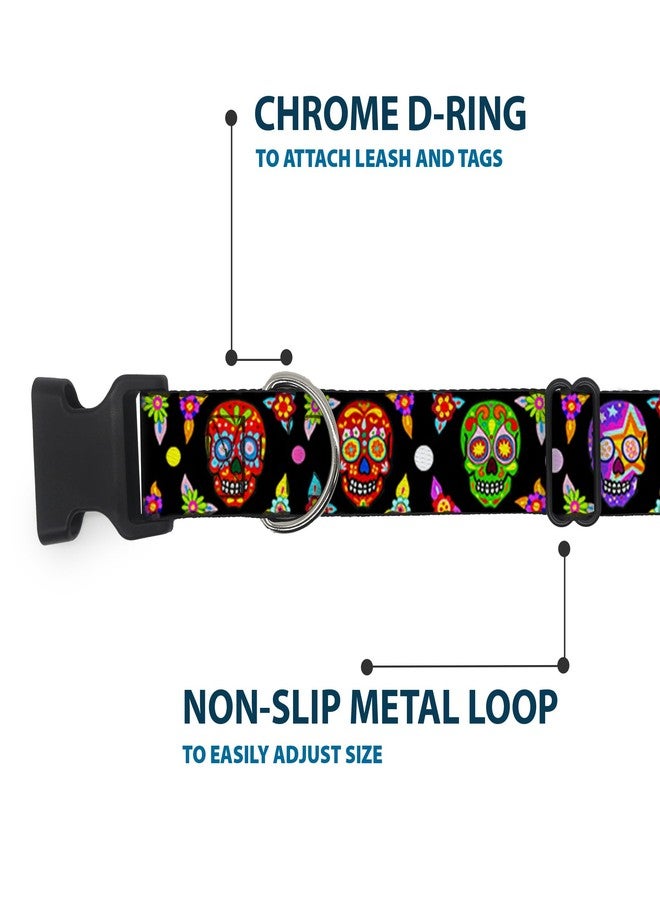 Buckle Down Buckle-Down Plastic Clip Collar - Colorful Calaveras Black/Multi Color - 1/2" Wide - Fits 8-12" Neck - Medium - Image 5