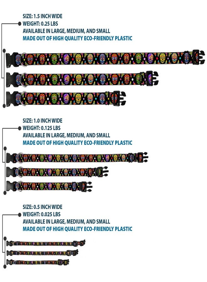 Buckle Down Buckle-Down Plastic Clip Collar - Colorful Calaveras Black/Multi Color - 1/2" Wide - Fits 8-12" Neck - Medium - Image 3