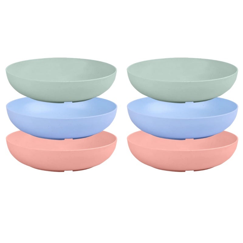 Cat Bowls: 6 Wheat Straw Shallow Wide Bowls - Whisker Relief Non-Slip Dishwasher Safe Pet Feeding Bowls for Indoor Outdoor Cats Kittens Small Pets - Image 1