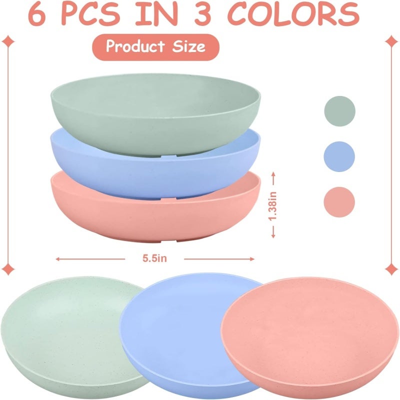 Cat Bowls: 6 Wheat Straw Shallow Wide Bowls - Whisker Relief Non-Slip Dishwasher Safe Pet Feeding Bowls for Indoor Outdoor Cats Kittens Small Pets - Image 3