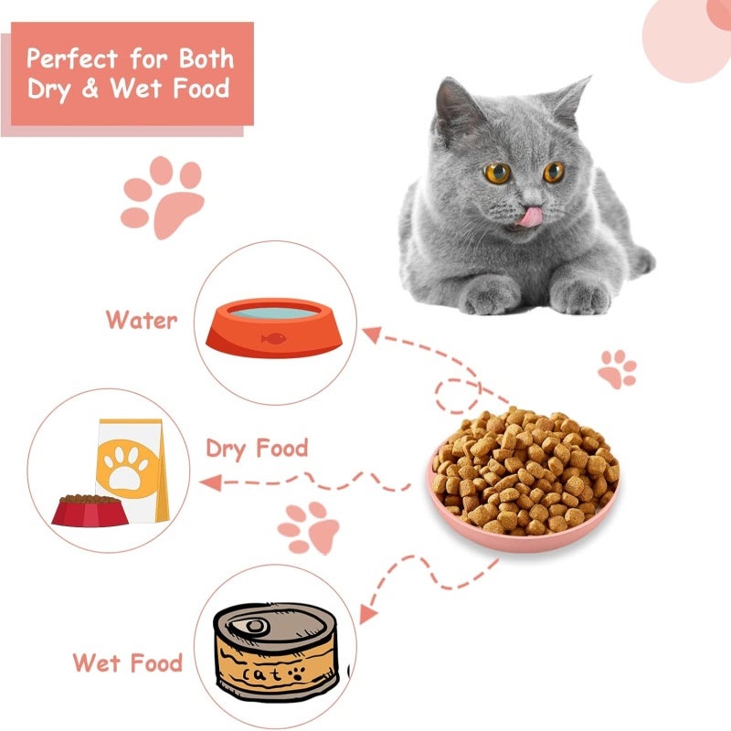 Cat Bowls: 6 Wheat Straw Shallow Wide Bowls - Whisker Relief Non-Slip Dishwasher Safe Pet Feeding Bowls for Indoor Outdoor Cats Kittens Small Pets - Image 4