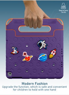 Moxedo Moxedo Rugged Protective EVA Silicone Kids Case Cover, Shockproof DIY 3D Cartoon Pattern with Pencil Holder, Stand and Handle Grip Compatible for Apple iPad 9.7 inch (Purple)  - Image 4