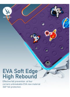 Moxedo Moxedo Rugged Protective EVA Silicone Kids Case Cover, Shockproof DIY 3D Cartoon Pattern with Pencil Holder, Stand and Handle Grip Compatible for Apple iPad 9.7 inch (Purple)  - Image 3
