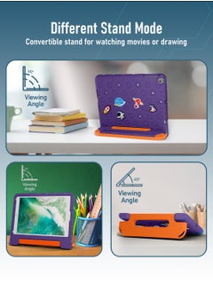 Moxedo Moxedo Rugged Protective EVA Silicone Kids Case Cover, Shockproof DIY 3D Cartoon Pattern with Pencil Holder, Stand and Handle Grip Compatible for Apple iPad 9.7 inch (Purple)  - Image 5