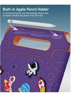 Moxedo Moxedo Rugged Protective EVA Silicone Kids Case Cover, Shockproof DIY 3D Cartoon Pattern with Pencil Holder, Stand and Handle Grip Compatible for Apple iPad 9.7 inch (Purple)  - Image 2