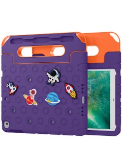 Moxedo Moxedo Rugged Protective EVA Silicone Kids Case Cover, Shockproof DIY 3D Cartoon Pattern with Pencil Holder, Stand and Handle Grip Compatible for Apple iPad 9.7 inch (Purple)  - Image 1