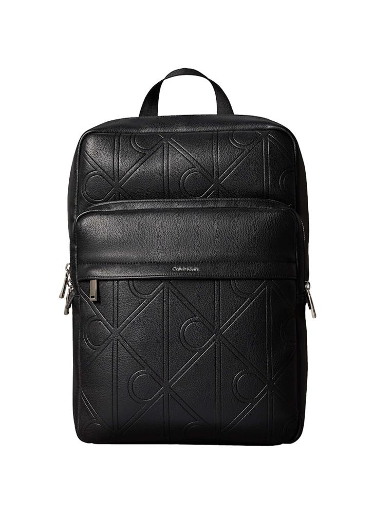 CALVIN KLEIN Emblem AOP Embossed Round Backpack - Image 1