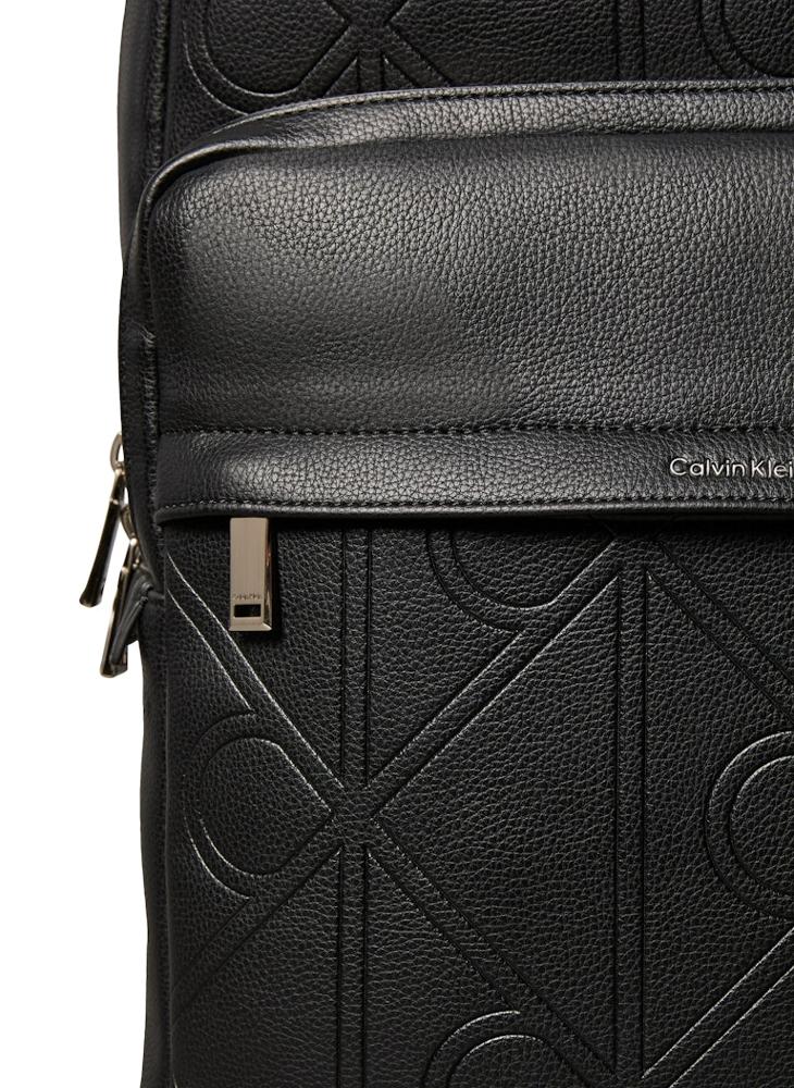 CALVIN KLEIN Emblem AOP Embossed Round Backpack - Image 3