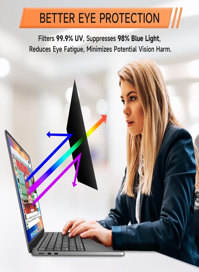 Mamol 360° Privacy Screen for MacBook Air 13.6 & 13 Inch 2022-2025 (M2, M3, M4), Anti Glare Blue Light Filter, Nano No Glue 4 Way Anti Spy Black Protector for Mac Air 13In Laptop Computer - Image 5