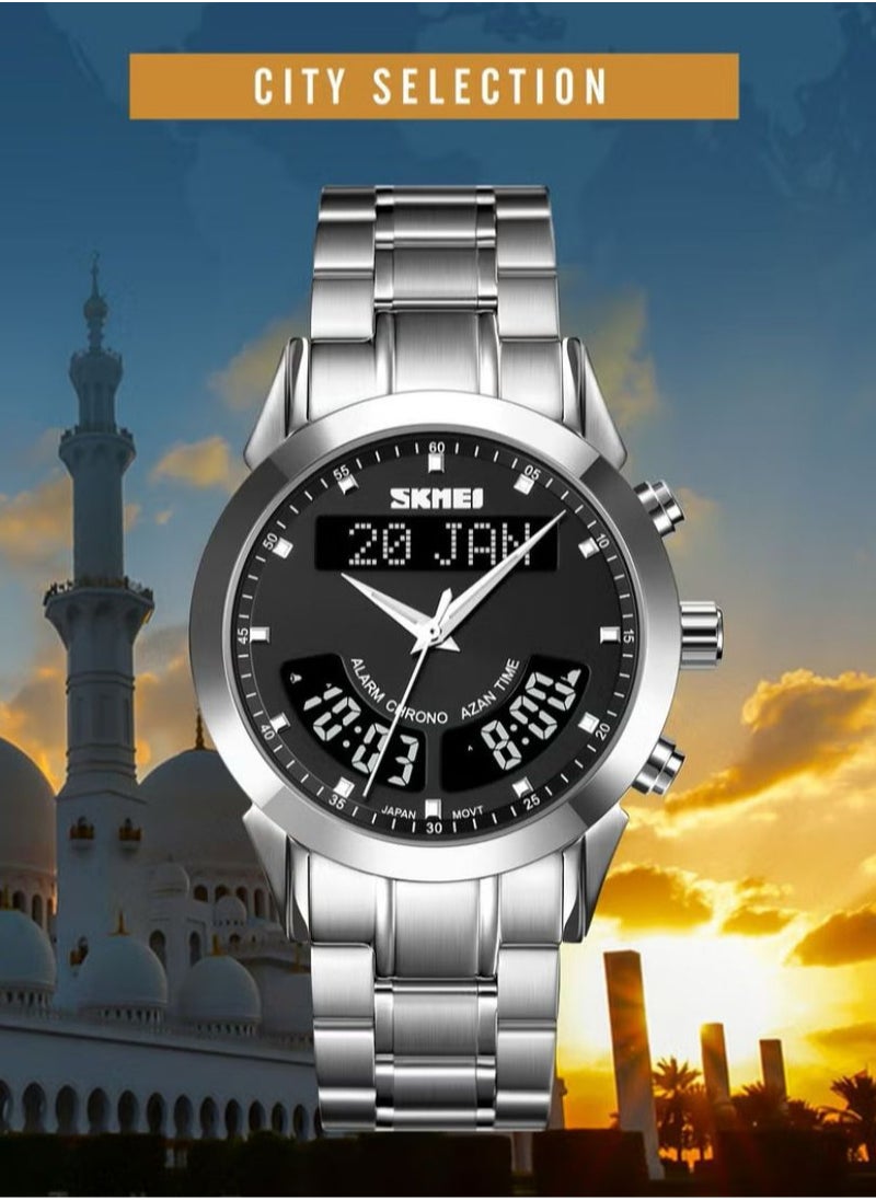 SKMEI - SKMEI Digital & Analog Stainless Steel Watch – Black Dial - Image 1