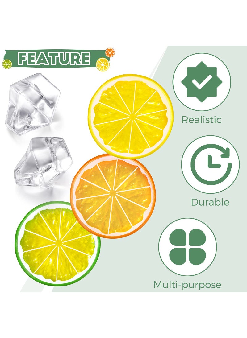 Canlierr 300 Pieces Clear Fake Crushed Ice Cubes Rocks and 20 Pieces Simulation Lemon Slices  Artificial Fruits and Acrylic Diamonds Clear Ice for Vase Fillers Table Centerpiece Decor Wedding (2 x 0.4 Inch)  - Image 2